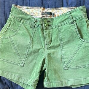 Prana Green Corduroy Shorties with Front Patch Pockets